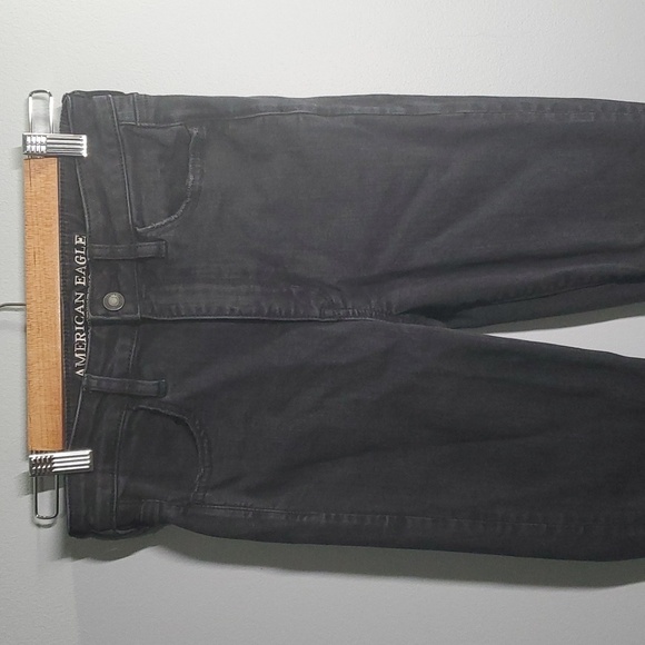 American Eagle jeans women's sz 6 black ripped holes knees super hi-rise jegging - Picture 2 of 12